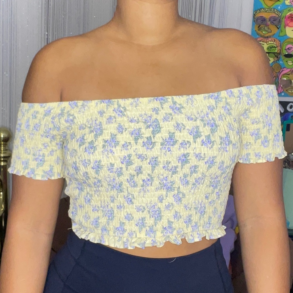Floral Ruched Off the Shoulder Top
